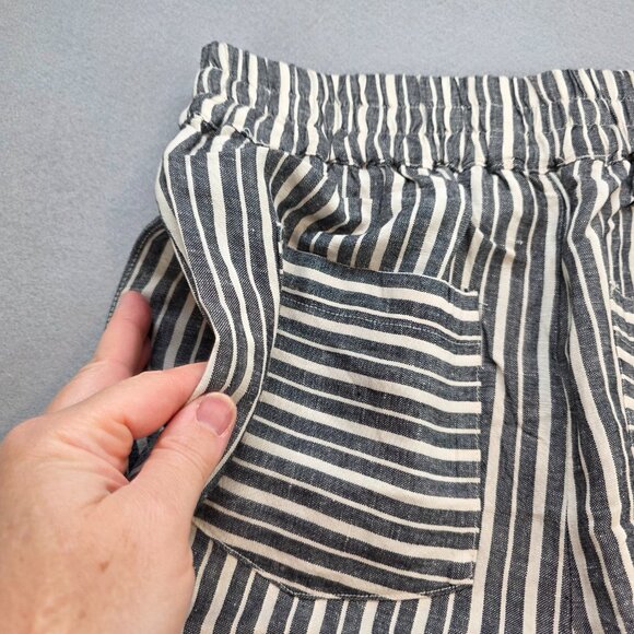 Evereve‎ Sophia Linen Pants Wide Leg High Rise 4-pocket Beachy Boho Stripe sz Sm - Picture 3 of 6